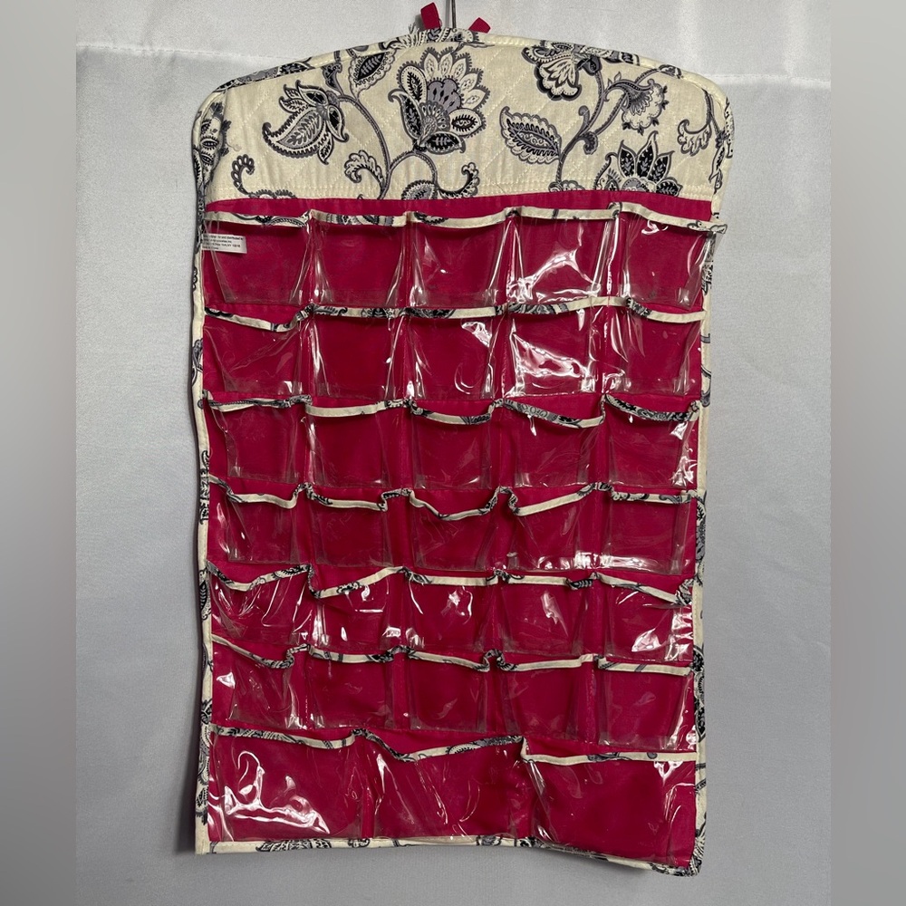 Hanging Jewelry Organizer with Hot Pink Clear Pockets